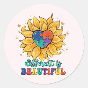 Sticker Rond Différent est bel autisme