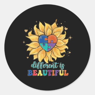 Sticker Rond Different Is Beautiful Autism Awareness Month Wome