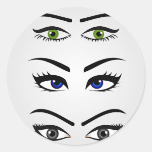 Sticker Rond Différents types de yeux des femmes