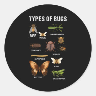 Sticker Rond Différents types d'insectes Bogue Hropode Entomolo