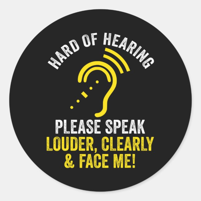 Sticker Rond Difficile d'oreille ASL Audience Défenseurs Sourds (Devant)