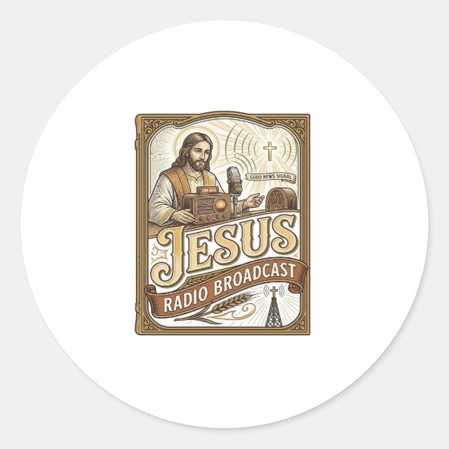 Sticker Rond Diffusion Radio Jésus Diffusion Radio Jésus Christ (Devant)
