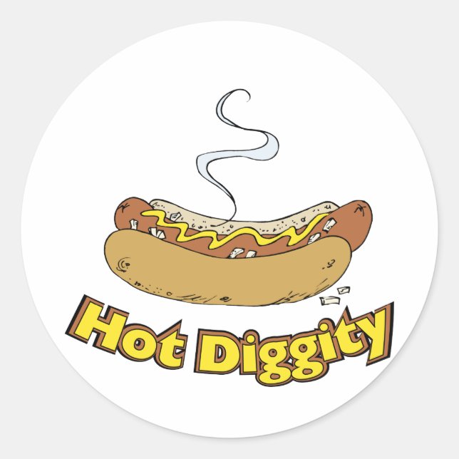 Sticker Rond Diggity Hot ~ Hot Dog / Hot Dogs (Devant)