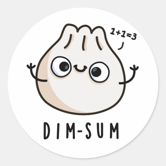 Sticker Rond Dim-sum Funny Dimsum Math Pun (Devant)