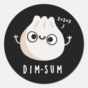 Sticker Rond Dim-sum Funny Dimsum Math Pun Dark BG