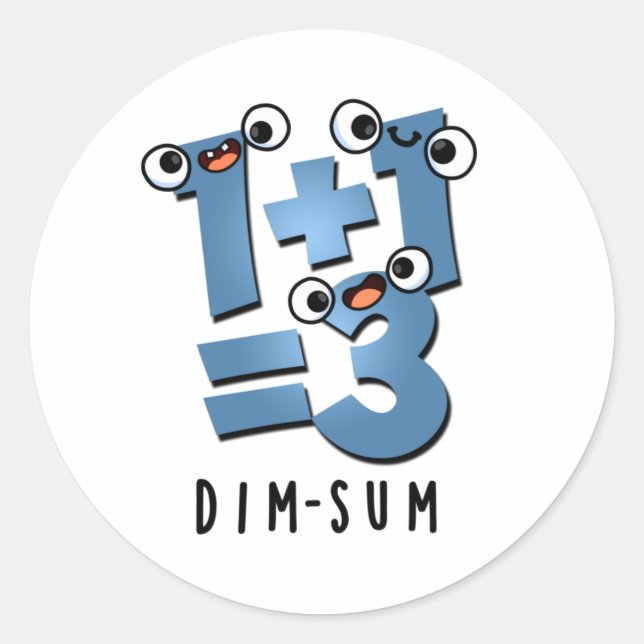 Sticker Rond Dim Sum Funny Mathématiques jeu alimentaire (Devant)