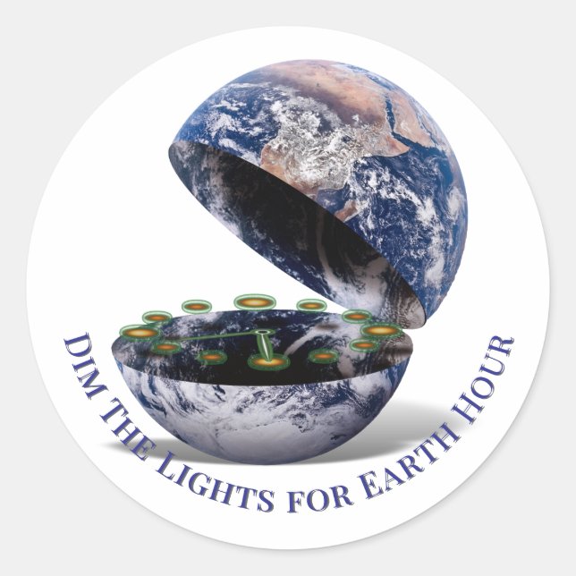 Sticker Rond Dim The Lights Earth Hour  (Devant)