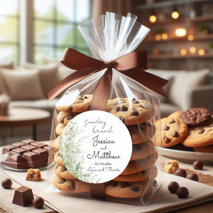 Sticker Rond Dimanche brunch Dusty Sage Green Flowers Mariage