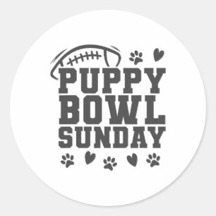 Sticker Rond Dimanche Puppy Bowl Super Party Footll Game Chiens