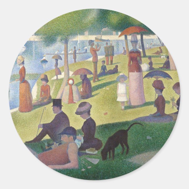 Sticker Rond Dimanche sur La Grande Jatte Seurat Peinture (Devant)