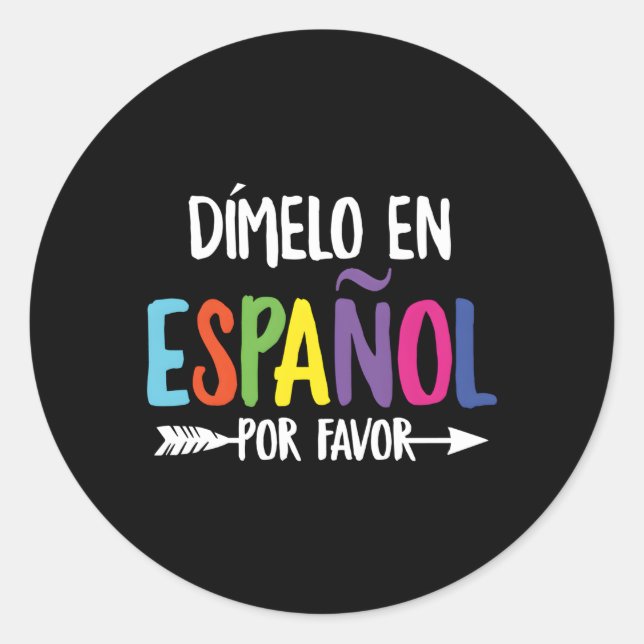 Sticker Rond Dimelo En Espanol Maestra espagnol bilingue (Devant)