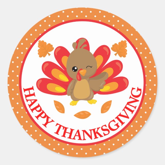 Sticker Rond Dinde amusante de Thanksgiving (Devant)