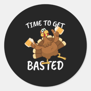 Sticker Rond Dinde C'est Le Moment De Se Mettre Rétro Joyeux Th