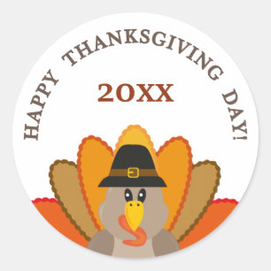 Sticker Rond Dinde d'année de jour de bon thanksgiving drôle