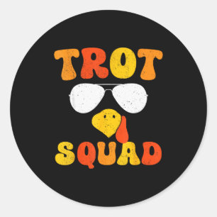 Sticker Rond Dinde de course Sungles Trot Squad Action de grâce