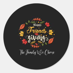 Sticker Rond Dinde de Friendsgiving drôle et heureux entre amis