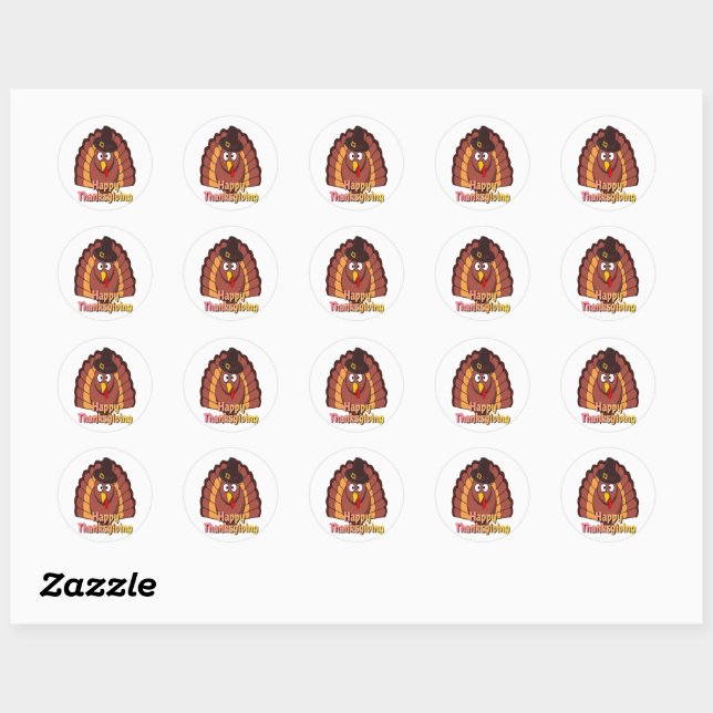 Sticker Rond Dinde de pèlerin (Feuille)