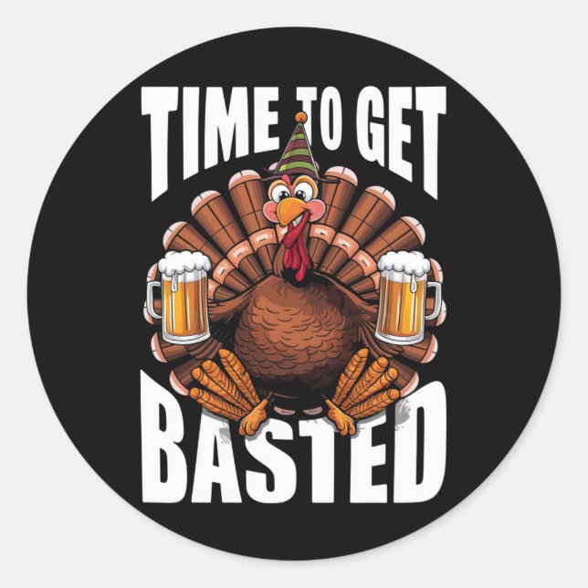 Sticker Rond Dinde de Thanksgiving bière à la sauce (Devant)