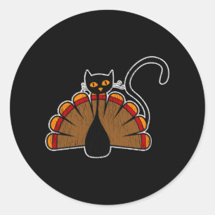 Sticker Rond Dinde de Thanksgiving Chat Drôle Cadeau pour les A