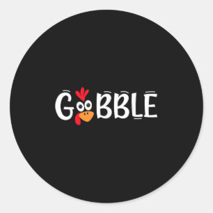 Sticker Rond Dinde de Thanksgiving drôle gobble visage heureux 