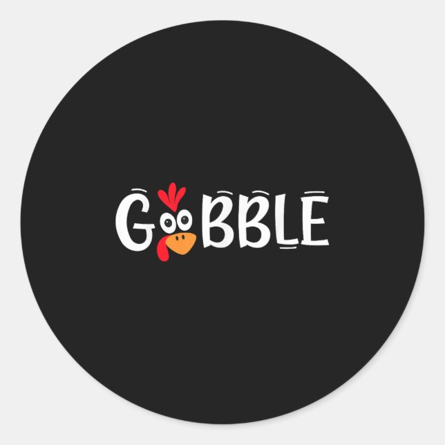 Sticker Rond Dinde de Thanksgiving drôle gobble visage heureux  (Devant)