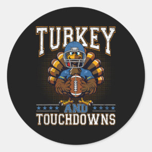 Sticker Rond Dinde de Thanksgiving et touchés Footbyll hommes K