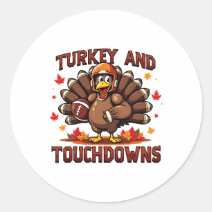 Sticker Rond Dinde de Thanksgiving et touchés Joueur de footll 