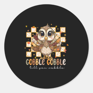 Sticker Rond Dinde de Thanksgiving Gobble Til You Wobble Hommes