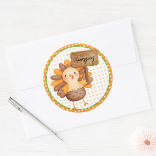 Sticker Rond Dinde de Thanksgiving joyeuse 