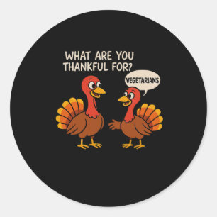 Sticker Rond Dinde de Thanksgiving végétarienne drôle blague dr