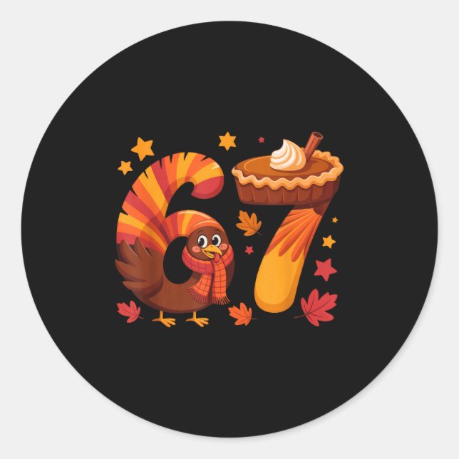Sticker Rond Dinde drôle de Thanksgiving 67 Mème Six Sept  (Devant)