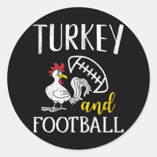Sticker Rond Dinde Football Action de grâce Famille Fan de foot