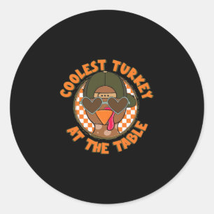 Sticker Rond Dinde la plus cool à la table Garçons de Thanksgiv