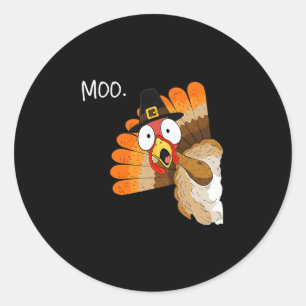 Sticker Rond Dinde Meugle Drôle Thanksgiving Automne Vache Homm