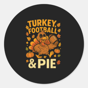Sticker Rond Dinde Pied Et Tarte Drôle De Famille De Thanksgivi