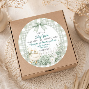Sticker Rond Dindon Silly Merci Cottagecore Baby Shower