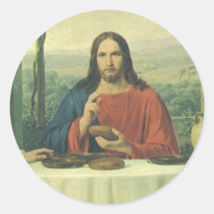 Sticker Rond Dîner antique à Emmaüs avec Jésus-Christ