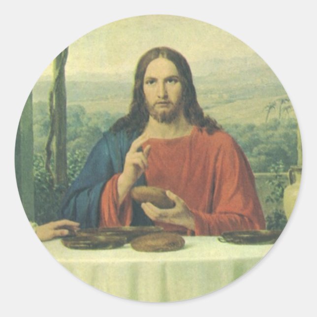 Sticker Rond Dîner antique à Emmaüs avec Jésus-Christ (Devant)