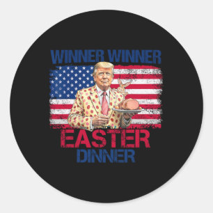 Sticker Rond Dîner de Pâques gagnant drôle de Trump Jour de Pâq