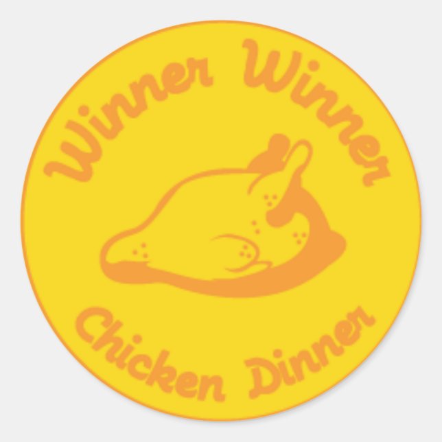 Sticker Rond Dîner de poulet de gagnant de gagnant (Devant)