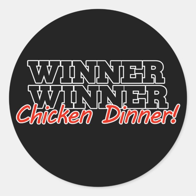 Sticker Rond Dîner de poulet gagnant (Devant)