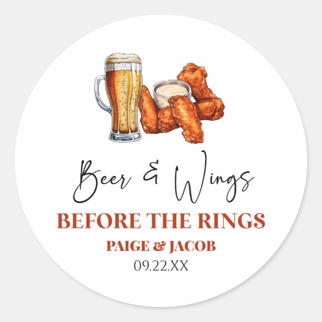 Sticker Rond Dîner de répétition de Beer and Wings Before The R (Devant)