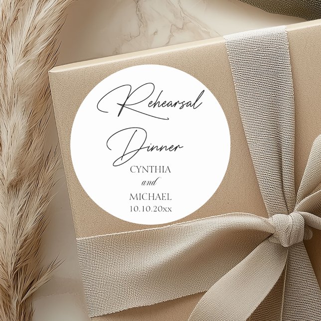 Sticker Rond Dîner de répétition manuscrit du Mariage (Créateur téléchargé)