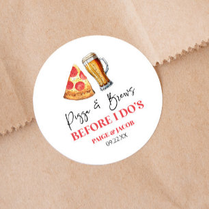 Sticker Rond Dîner de répétition Pizza et bières avant que je n