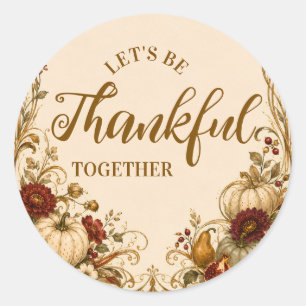 Sticker Rond Dîner de Thanksgiving Art Nouveau élégant
