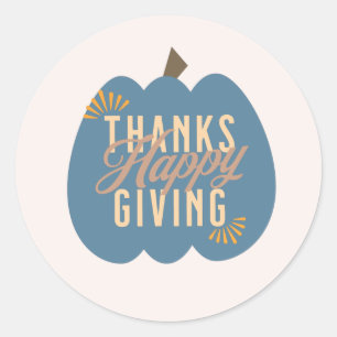 Sticker Rond Dîner de Thanksgiving Citrouille Bleue