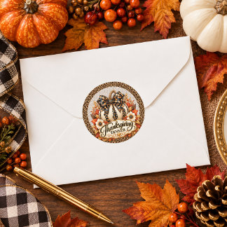 Sticker Rond Dîner de Thanksgiving Glam Leopard Pumpkin