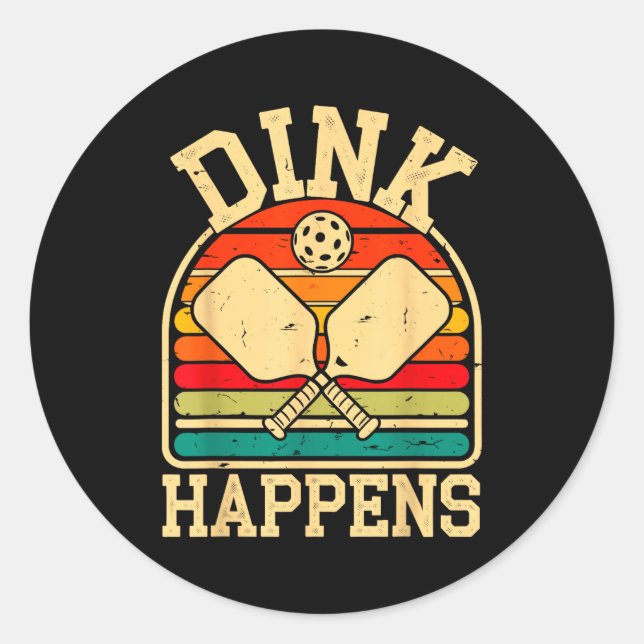 Sticker Rond Dink arrive pickleball drôle pickle balle  (Devant)