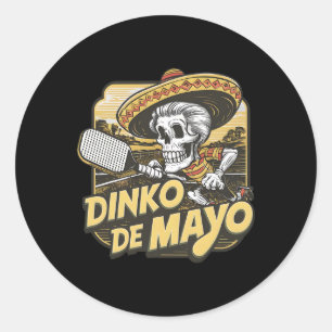 Sticker Rond Dinko De Mayo Drôle Picklebyll Cinco De Mayo Skele
