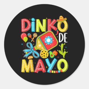 Sticker Rond Dinko De Mayo Pickleball Mexicaine Fiesta Cinco De